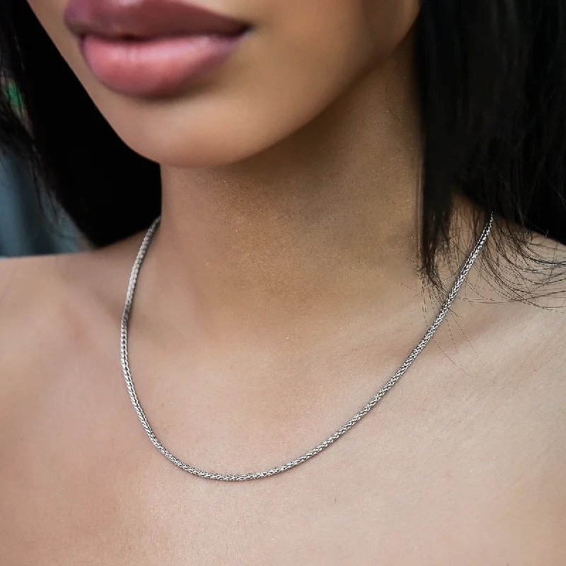 Shop Classic Women's  Necklaces & Pendants with a Modern Twist-Palm Chain in White Gold- 2mm