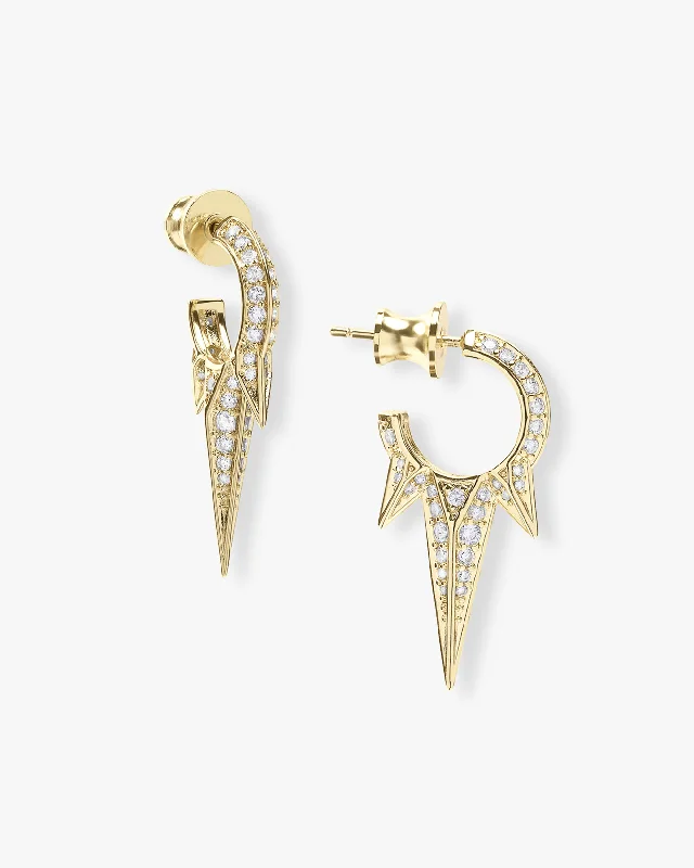 Women's Earrings – Elegant Designs for Every Personality--Baby Gabriella Pavé Triple Spike Earrings - Gold|White Diamondettes Women's Earrings – Elegant Designs for Every Personality--Baby Gabriella Pavé Triple Spike Earrings - Gold|White Diamondettes