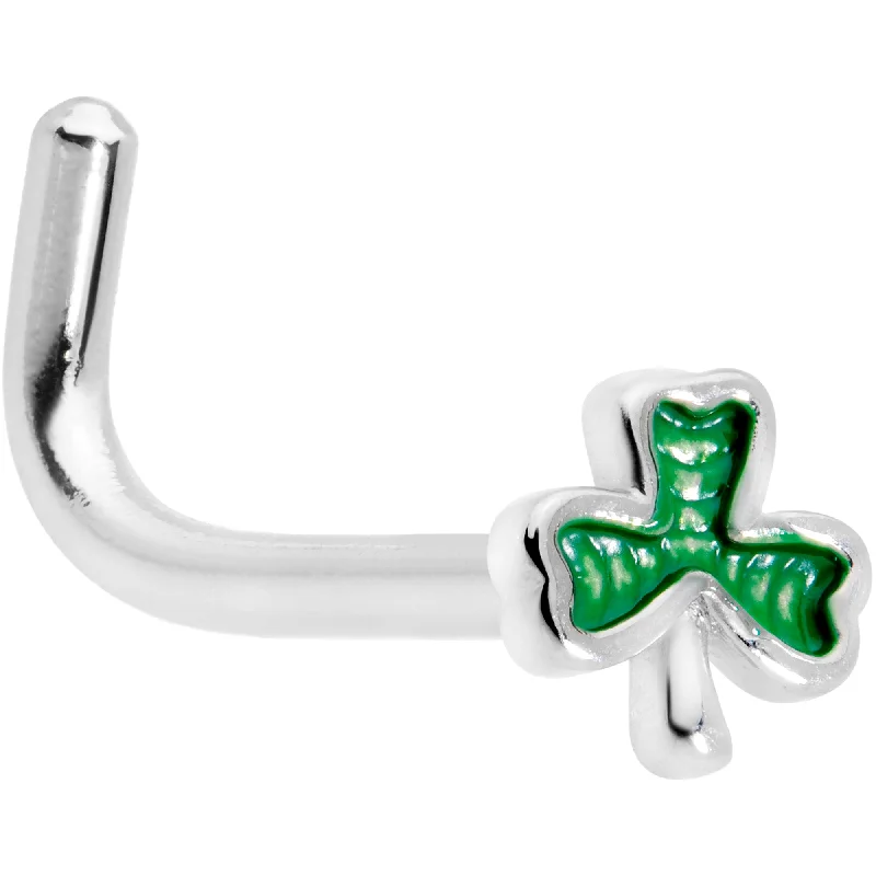 Timeless Nose Rings with Classic Style -18 Gauge 5/16 St Patricks Day Shamrock L Shaped Nose Ring Timeless Nose Rings with Classic Style -18 Gauge 5/16 St Patricks Day Shamrock L Shaped Nose Ring