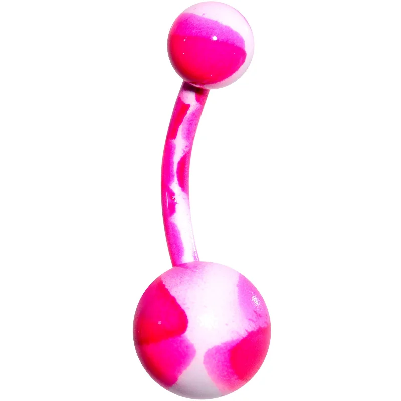 Elegant Belly Rings for Special Occasions -Pink White Cool Camouflage Belly Ring
