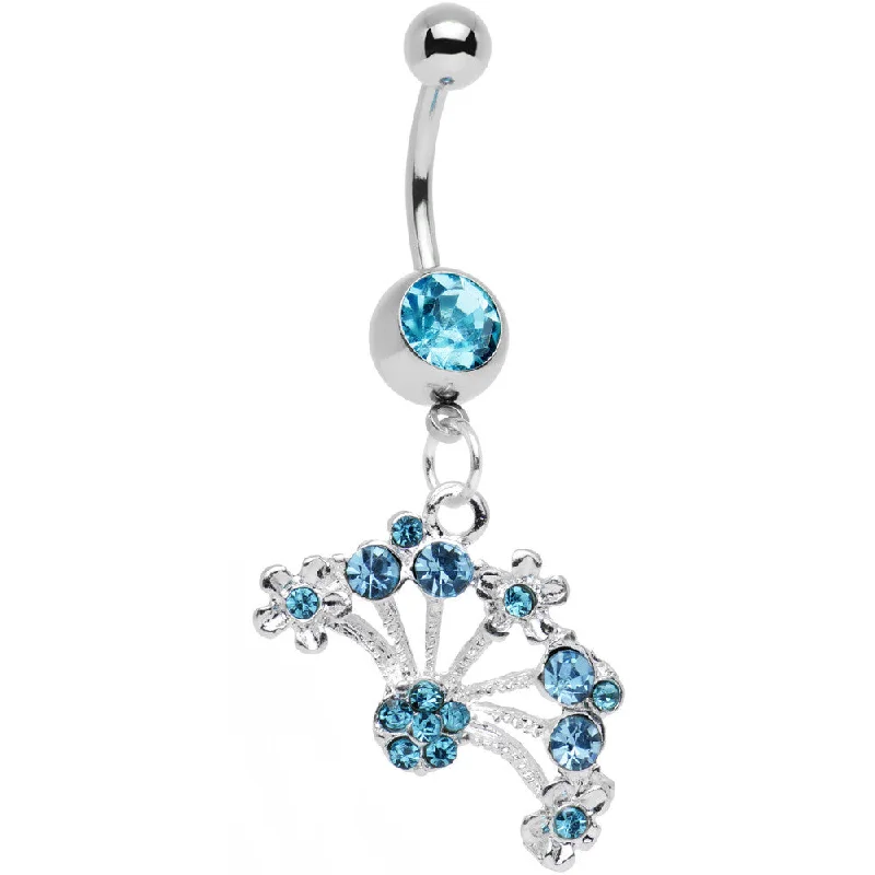 Stylish Belly Rings with Elegant Detailing -Aqua Gem Stainless Steel Bouquet of Daisies Dangle Belly Ring Stylish Belly Rings with Elegant Detailing -Aqua Gem Stainless Steel Bouquet of Daisies Dangle Belly Ring
