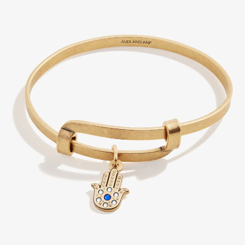 Adjustable Gold Cuff Bangles for Women-Motivation Hamsa Charm Bangle