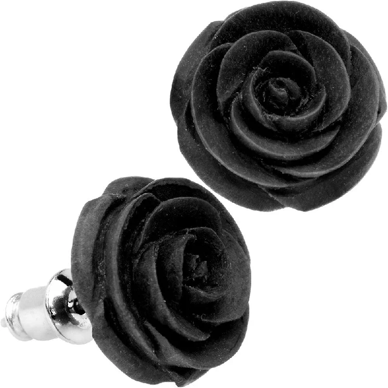 Women's Earrings – Elegant Designs for Every Personality--Organic Black Wood Hand Carved Rosebud Stud Earrings Women's Earrings – Elegant Designs for Every Personality--Organic Black Wood Hand Carved Rosebud Stud Earrings