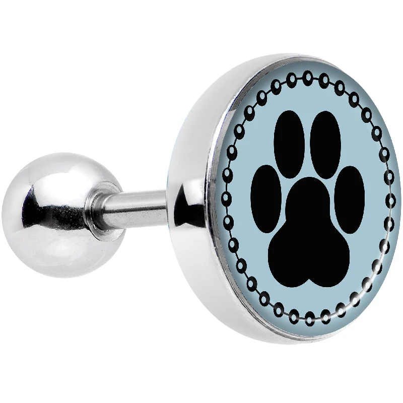 Women's Earrings – Elegant Designs for Every Personality--16 Gauge Black on Blue Paw Print Tragus Cartilage Earring