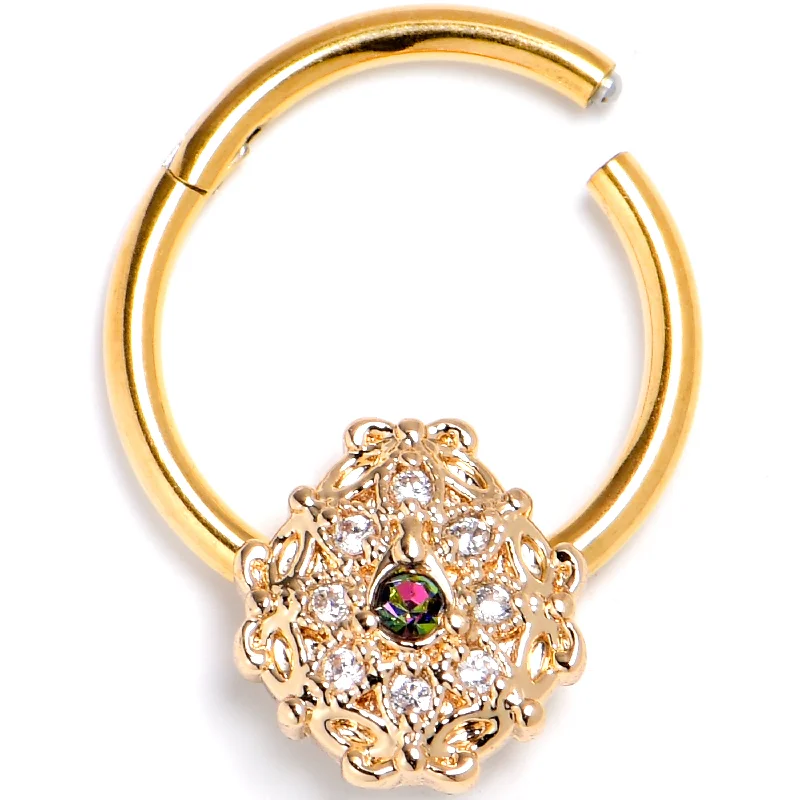Elegant Nose Rings -16 Gauge 3/8 Vitrail Gem Gold Tone Blossom Bloom Hinged Segment Ring Elegant Nose Rings -16 Gauge 3/8 Vitrail Gem Gold Tone Blossom Bloom Hinged Segment Ring
