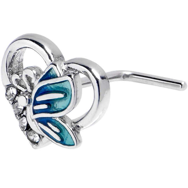 Chic Nose Rings with Sparkling Stones -20 Gauge 7mm Clear Gem Butterfly Love Heart Blue L Shape Nose Ring Chic Nose Rings with Sparkling Stones -20 Gauge 7mm Clear Gem Butterfly Love Heart Blue L Shape Nose Ring