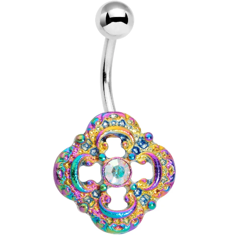 Trendy Belly Rings for Bold Statement -Clear Gem Charming Rainbow Debutante Charm Belly Ring Trendy Belly Rings for Bold Statement -Clear Gem Charming Rainbow Debutante Charm Belly Ring
