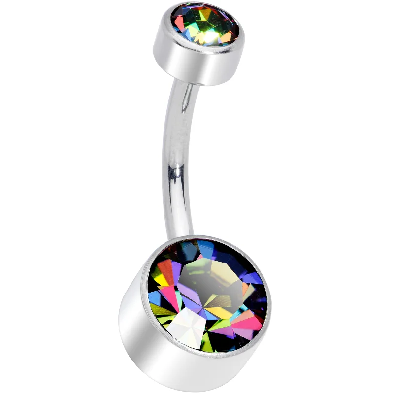 Comfortable Belly Rings for Sensitive Piercings -Vitrail 8mm Titanium Internal Thread Belly Ring Created with Crystals Comfortable Belly Rings for Sensitive Piercings -Vitrail 8mm Titanium Internal Thread Belly Ring Created with Crystals