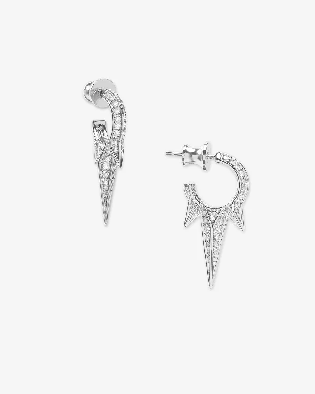 Women's Earrings – Elegant Designs for Every Personality--Baby Gabriella Pavé Triple Spike Earrings - Silver|White Diamondettes Women's Earrings – Elegant Designs for Every Personality--Baby Gabriella Pavé Triple Spike Earrings - Silver|White Diamondettes