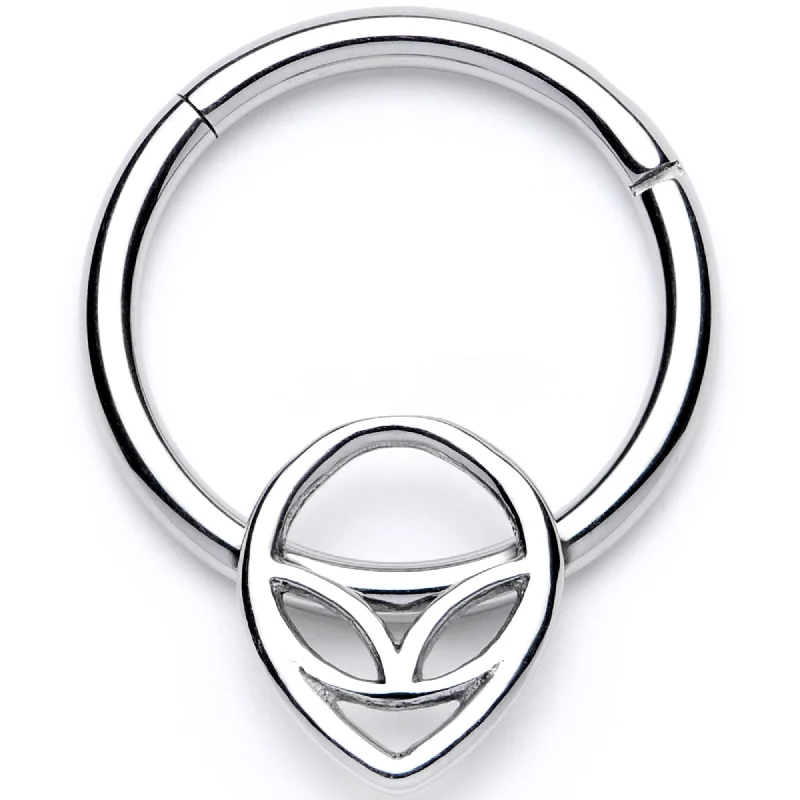 Comfortable Lip Rings for Bold Fashion16 Gauge 3/8 Happy Smiling Alien Hinged Segment Ring