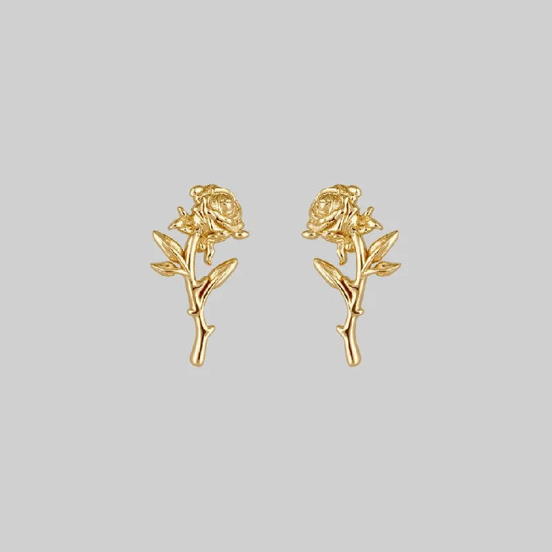 Women's Earrings – Elegant Designs for Every Personality--AMOR. Rose Stem Stud Earrings - Gold Women's Earrings – Elegant Designs for Every Personality--AMOR. Rose Stem Stud Earrings - Gold