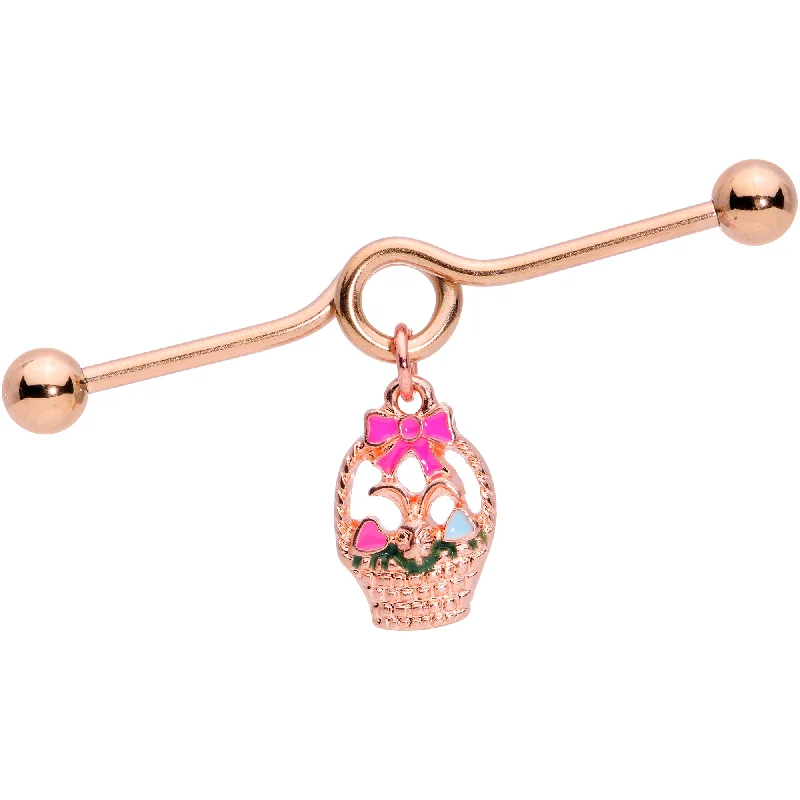 Women's Earrings – Elegant Designs for Every Personality--14 Gauge Rose Gold Tone Easter Basket Dangle Project Bar 38mm Women's Earrings – Elegant Designs for Every Personality--14 Gauge Rose Gold Tone Easter Basket Dangle Project Bar 38mm