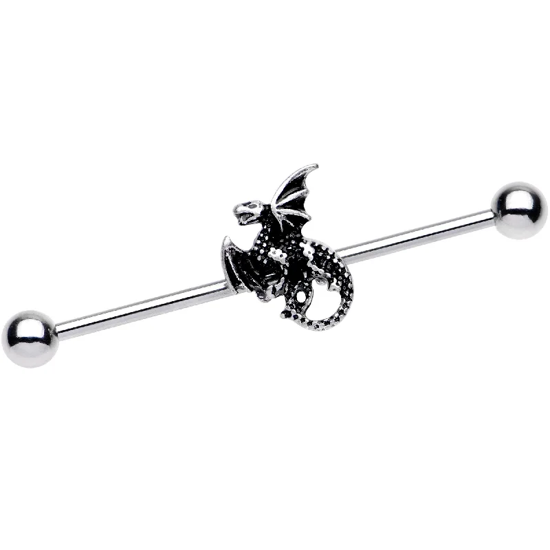 Women's Earrings – Elegant Designs for Every Personality--14 Gauge Flying Dragon Industrial Barbell 38mm Women's Earrings – Elegant Designs for Every Personality--14 Gauge Flying Dragon Industrial Barbell 38mm