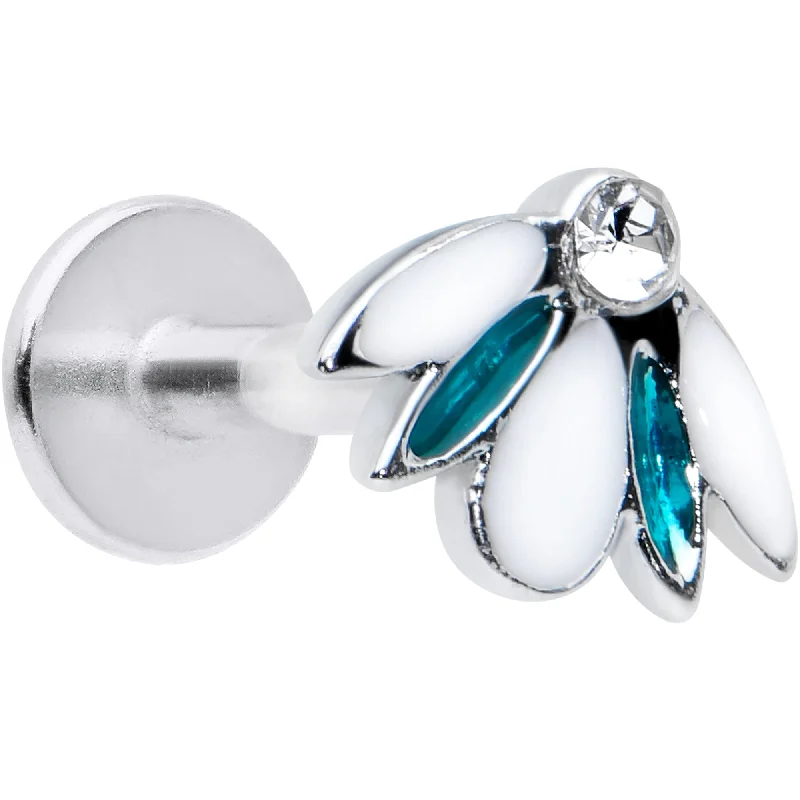 Comfortable Lip Rings for a Perfect Fit16 Gauge 1/4 Clear Blue Gem White Leaves Labret Monroe Tragus Comfortable Lip Rings for a Perfect Fit16 Gauge 1/4 Clear Blue Gem White Leaves Labret Monroe Tragus