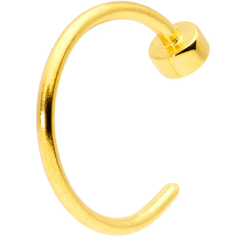 Nose Rings for Women -22 Gauge 1/4 Gold Tone Disc Nose Hoop