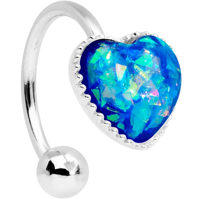 Women's Earrings – Elegant Designs for Every Personality--Blue Faux Opal Sacred Heart Non Pierced Ear Cuff
