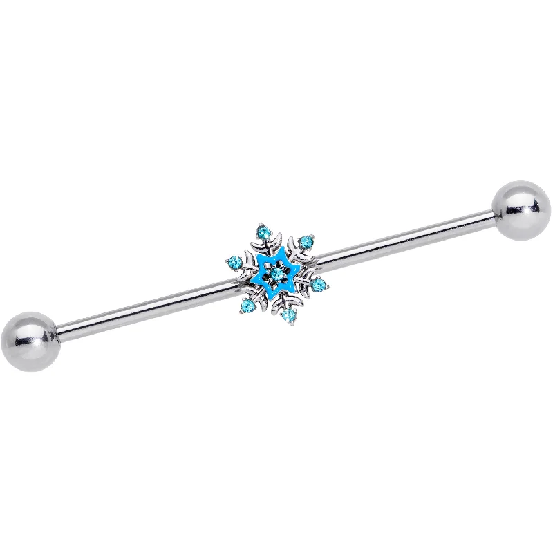 Women's Earrings – Elegant Designs for Every Personality--14 Gauge Aqua Gem Winter Snowflake Christmas Industrial Barbell 38mm Women's Earrings – Elegant Designs for Every Personality--14 Gauge Aqua Gem Winter Snowflake Christmas Industrial Barbell 38mm