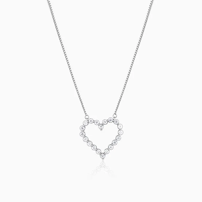 Shop Classic Women's Necklaces & Pendants with a Modern Twist-Silver Heart's Affection Necklace Shop Classic Women's Necklaces & Pendants with a Modern Twist-Silver Heart's Affection Necklace