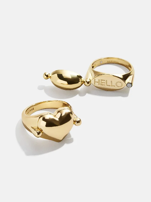 Chic Women's Rings for Fashion-Forward Looks-18K Gold Custom Engravable Peekaboo Ring - Heart Chic Women's Rings for Fashion-Forward Looks-18K Gold Custom Engravable Peekaboo Ring - Heart