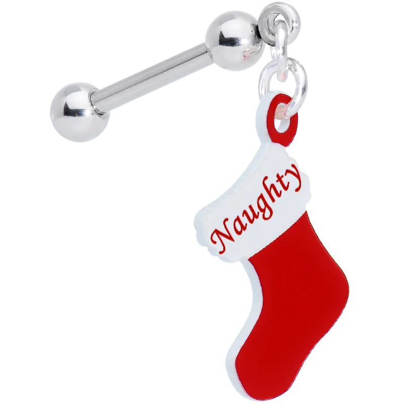 Women's Earrings – Elegant Designs for Every Personality--Handmade 3/8 Naughty Christmas Stocking Dangle Cartilage Earring