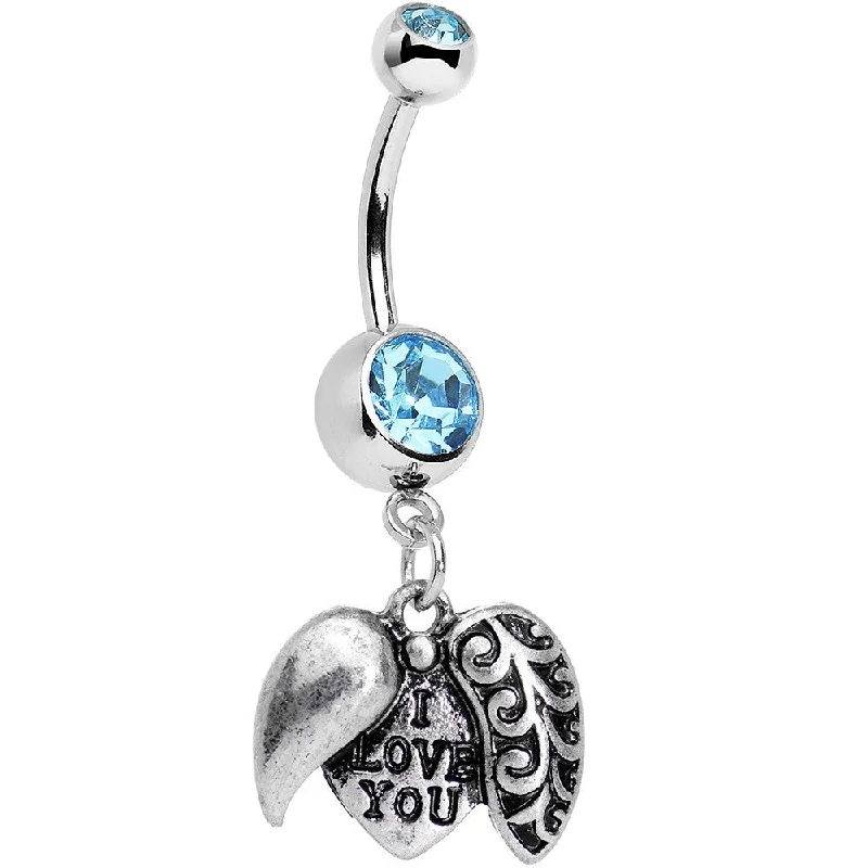 Belly Rings for Unique Fashionistas -Aqua Blue Gem Paisley Love Locket Heart Dangle Belly Ring Belly Rings for Unique Fashionistas -Aqua Blue Gem Paisley Love Locket Heart Dangle Belly Ring