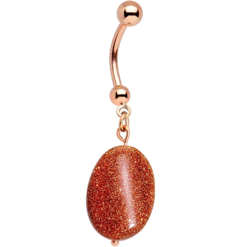 Comfortable Belly Rings for Fashionista Look -Handcrafted Natural Goldstone Earthy Elegance Dangle Belly Ring Comfortable Belly Rings for Fashionista Look -Handcrafted Natural Goldstone Earthy Elegance Dangle Belly Ring