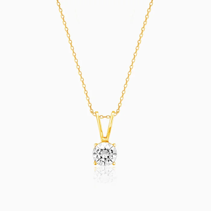 Shop Classic Women's  Necklaces & Pendants with a Modern Twist-Golden Zircon Pendant with Link Chain