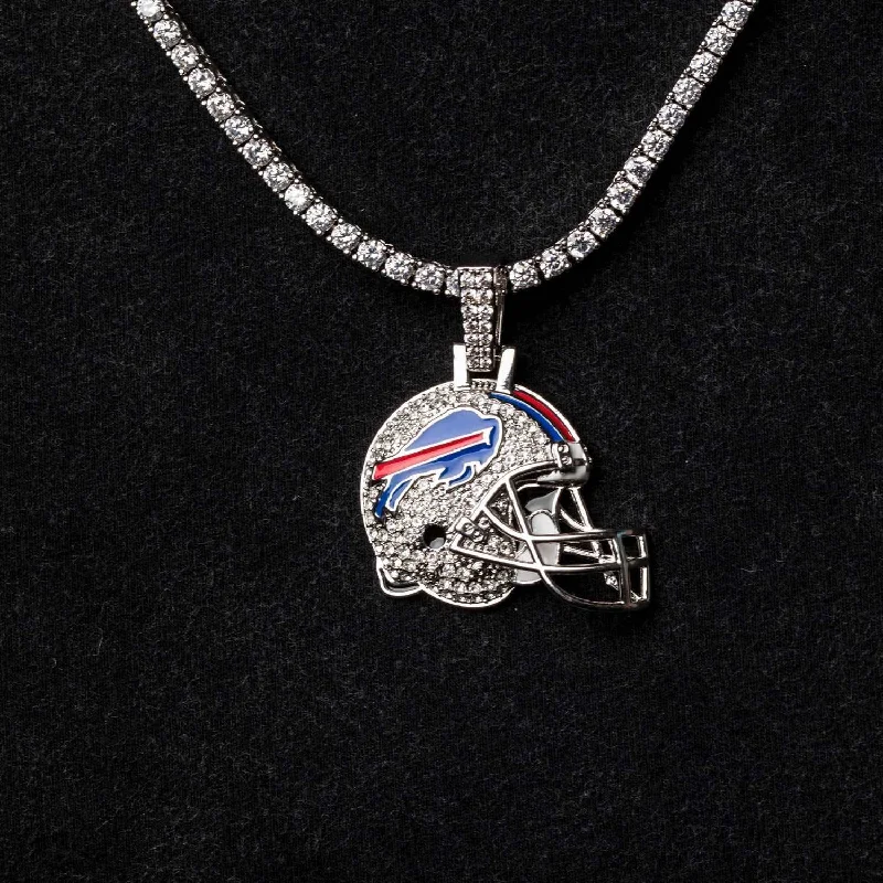 Casual Beaded Bracelets for Men-Buffalo Bills Official NFL Helmet Pendant