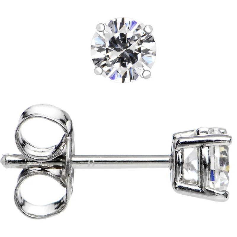 Women's Earrings – Elegant Designs for Every Personality--Sterling Silver .23 ct Basket-Set Cubic Zirconia Stud Earrings