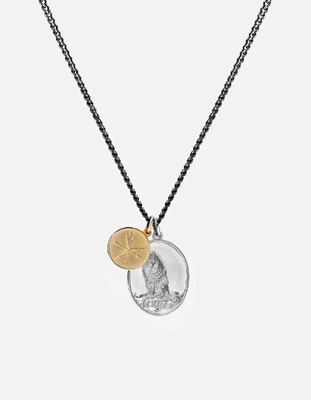 Exclusive Men's Necklaces & Pendants for the Modern Gentleman-Wolf Pendant Necklace, Sterling Silver/Gold Exclusive Men's Necklaces & Pendants for the Modern Gentleman-Wolf Pendant Necklace, Sterling Silver/Gold