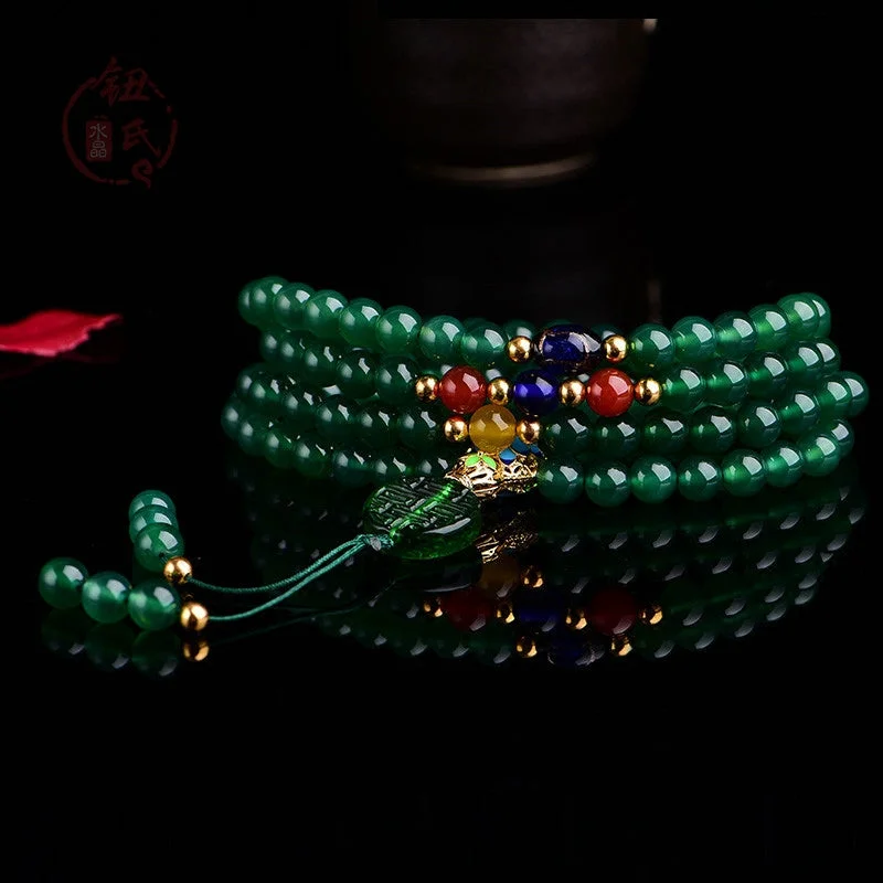 Simple Bracelets for Men-Buddha Stones 108 Mala Beads Natural Green Agate Power Support Bracelet Simple Bracelets for Men-Buddha Stones 108 Mala Beads Natural Green Agate Power Support Bracelet