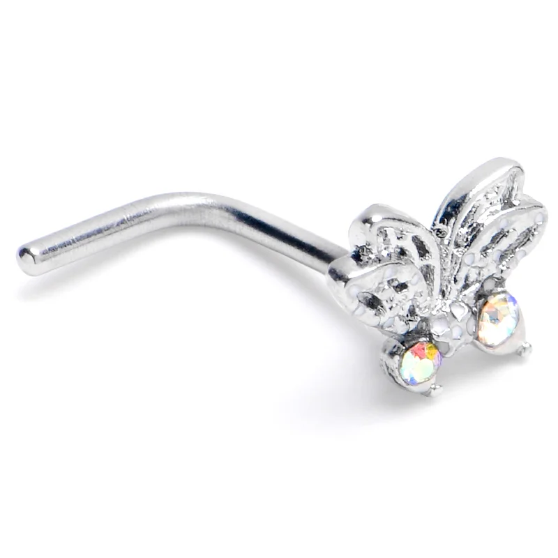 Stunning Nose Rings for All Styles -20 Gauge 7mm Aurora Gem Ultra Drama Butterfly L Shape Nose Ring Stunning Nose Rings for All Styles -20 Gauge 7mm Aurora Gem Ultra Drama Butterfly L Shape Nose Ring