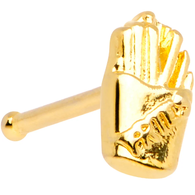 Unique Nose Rings for Stylish Women -20 Gauge 1/4 Gold Tone Fast Food French Fries Nose Bone Unique Nose Rings for Stylish Women -20 Gauge 1/4 Gold Tone Fast Food French Fries Nose Bone