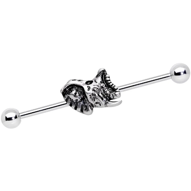 Women's Earrings – Elegant Designs for Every Personality--14 Gauge Natures Own Design Elephant Industrial Barbell 38mm