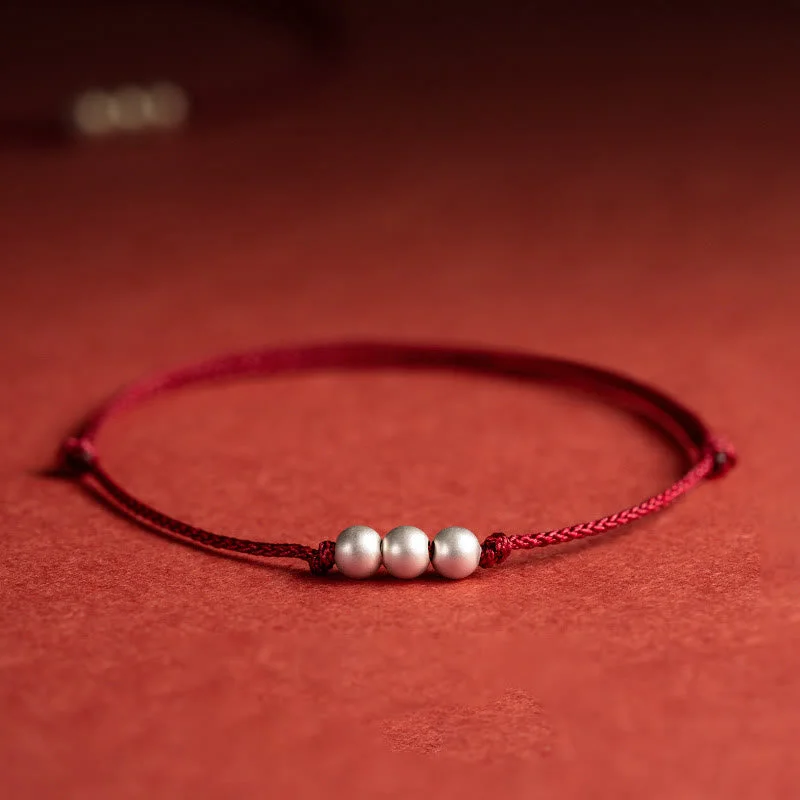 Beaded Bracelets with Silver Details for Men-Buddha Stones 925 Sterling Silver Three Beads Protection String Bracelet Anklet Beaded Bracelets with Silver Details for Men-Buddha Stones 925 Sterling Silver Three Beads Protection String Bracelet Anklet