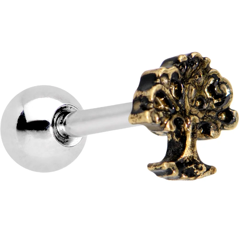Women's Earrings – Elegant Designs for Every Personality--16 Gauge 1/4 Gold Tone Ancient Tree of Life Tragus Cartilage Earring