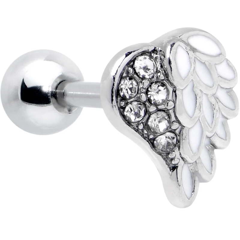 Women's Earrings – Elegant Designs for Every Personality--16 Gauge 1/4 Clear Gem Heavenly Heart Angel Wing White Cartilage Stud Women's Earrings – Elegant Designs for Every Personality--16 Gauge 1/4 Clear Gem Heavenly Heart Angel Wing White Cartilage Stud