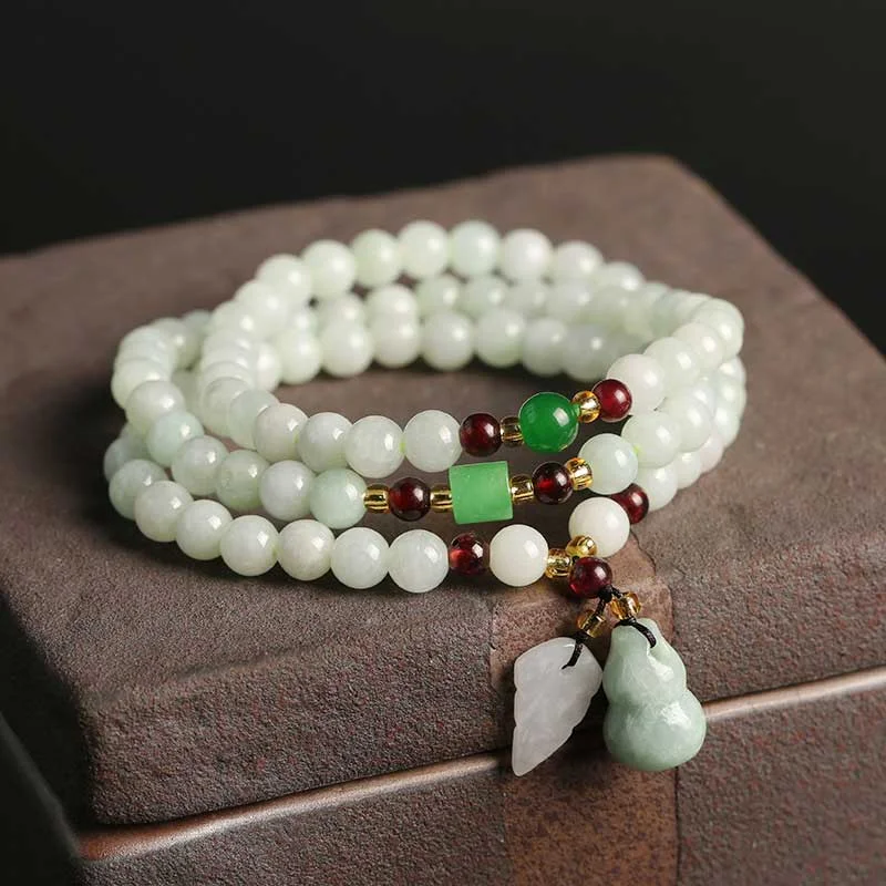 Bold Bangles for Women-Buddha Stones Natural Jade Pixiu Buddha Abundance Bracelet