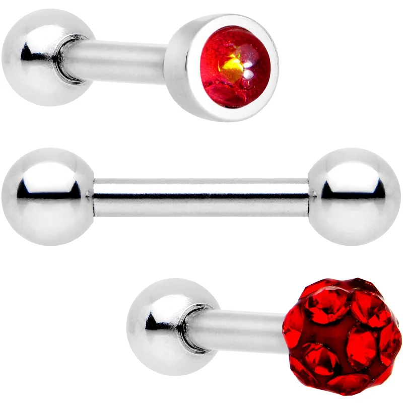 Women's Earrings – Elegant Designs for Every Personality--16 Gauge 1/4 Deep Red Faux Opal Inlay Cartilage Tragus Earring 3 Pack Set Women's Earrings – Elegant Designs for Every Personality--16 Gauge 1/4 Deep Red Faux Opal Inlay Cartilage Tragus Earring 3 Pack Set