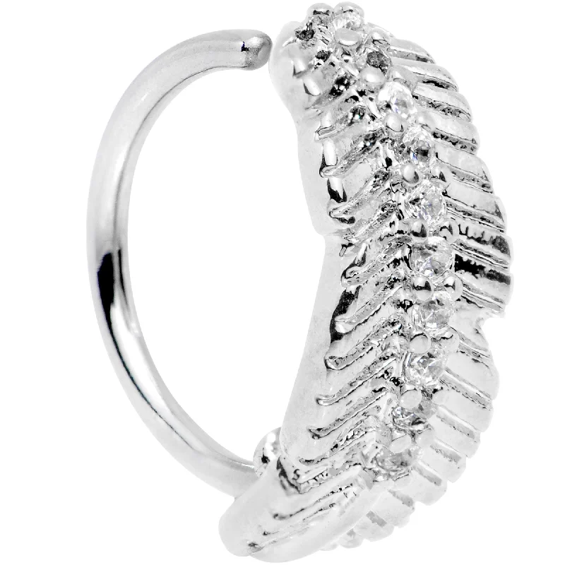 Nose Rings for Personal Style -18 Gauge Clear CZ Gem Feather Seamless Circular Ring