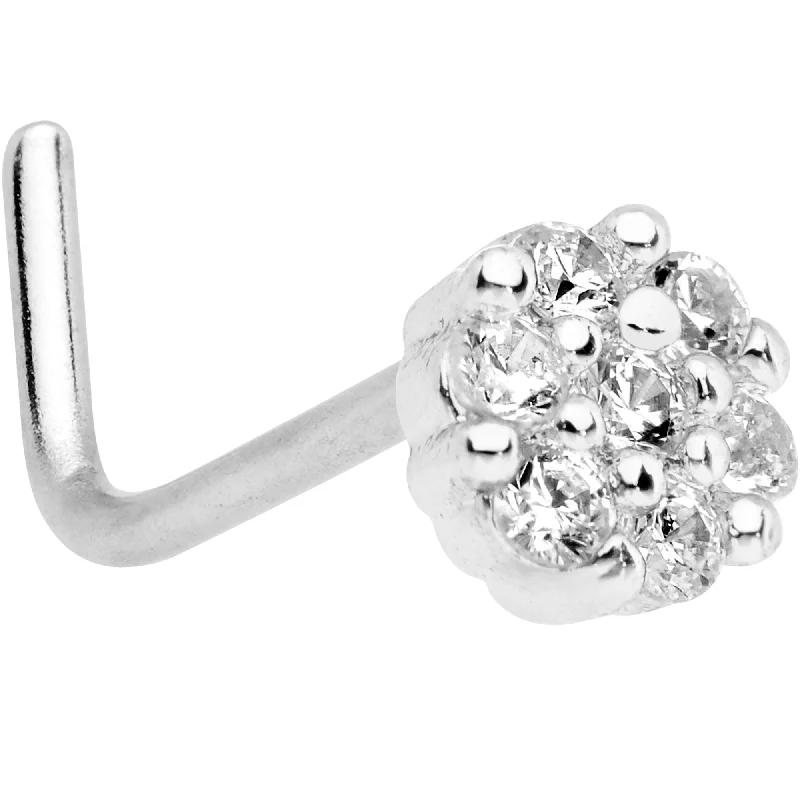 Nose Rings for Fashion-Forward Women -1/4 Clear CZ Gem Cute Cluster L Shaped Nose Ring Nose Rings for Fashion-Forward Women -1/4 Clear CZ Gem Cute Cluster L Shaped Nose Ring