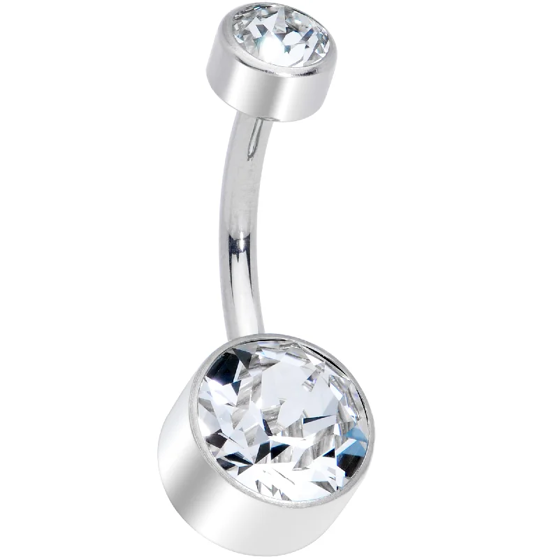 Designer Belly Rings with Stunning Finish -Clear 8mm Titanium Internal Thread Belly Ring Created with Crystals Designer Belly Rings with Stunning Finish -Clear 8mm Titanium Internal Thread Belly Ring Created with Crystals