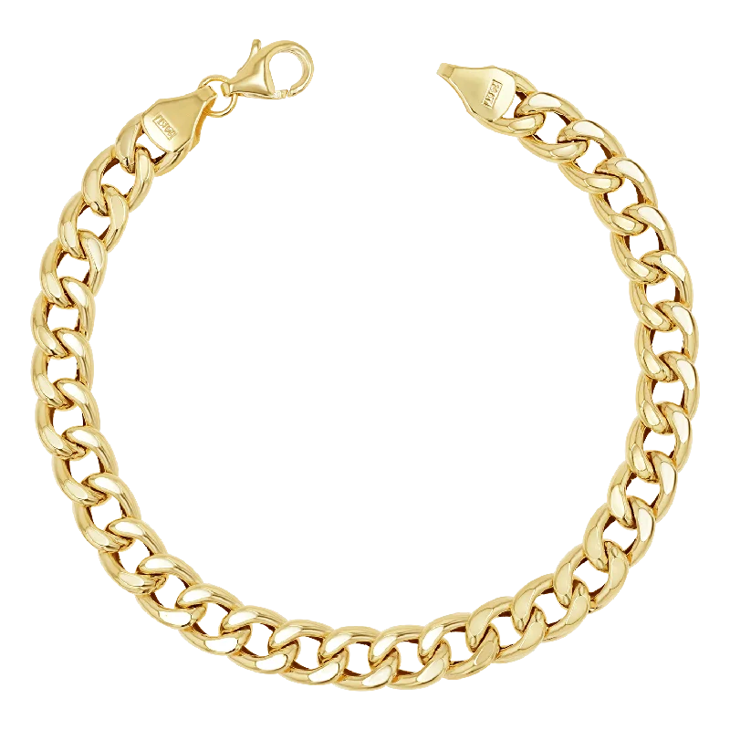 Men's Stretch Leather Bracelets-14K Miami Cuban Link Chain Bracelet 5.5mm