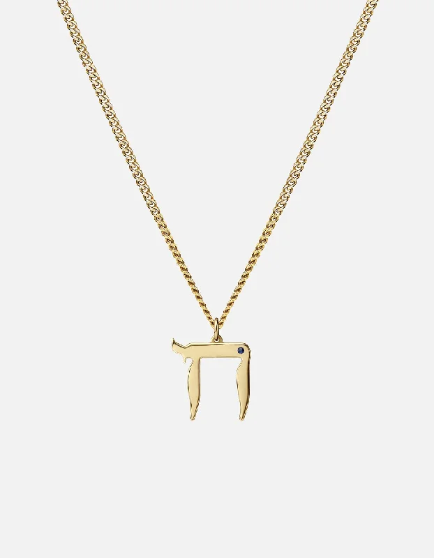 Exclusive Men's Necklaces & Pendants for the Modern Gentleman-Chai Necklace, Gold Vermeil/Sapphire Exclusive Men's Necklaces & Pendants for the Modern Gentleman-Chai Necklace, Gold Vermeil/Sapphire