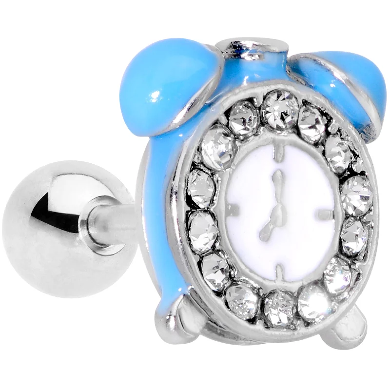 Women's Earrings – Elegant Designs for Every Personality--16 Gauge 1/4 Clear Gem Light Blue Alarm Clock Cartilage Tragus Earring Women's Earrings – Elegant Designs for Every Personality--16 Gauge 1/4 Clear Gem Light Blue Alarm Clock Cartilage Tragus Earring