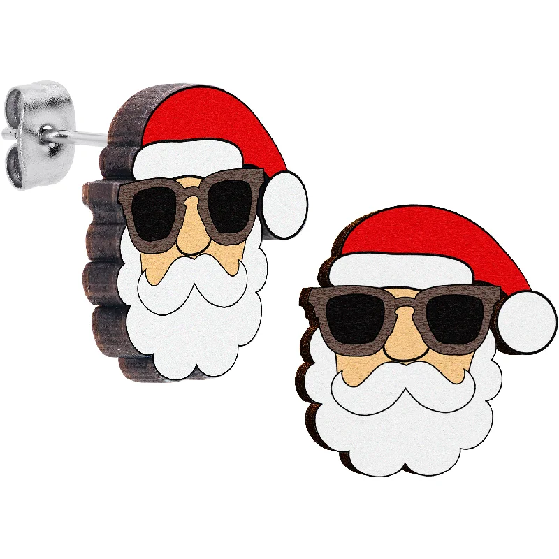 Women's Earrings – Elegant Designs for Every Personality--Handmade Wooden Santa Claus Holiday Christmas Stud Earrings Women's Earrings – Elegant Designs for Every Personality--Handmade Wooden Santa Claus Holiday Christmas Stud Earrings