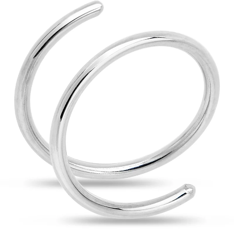 Nose Rings with Blue Stones -Double Hoop Nose 925 Sterling Silver Spiral Nose Ring 20 Gauge 8mm Right Nose Rings with Blue Stones -Double Hoop Nose 925 Sterling Silver Spiral Nose Ring 20 Gauge 8mm Right