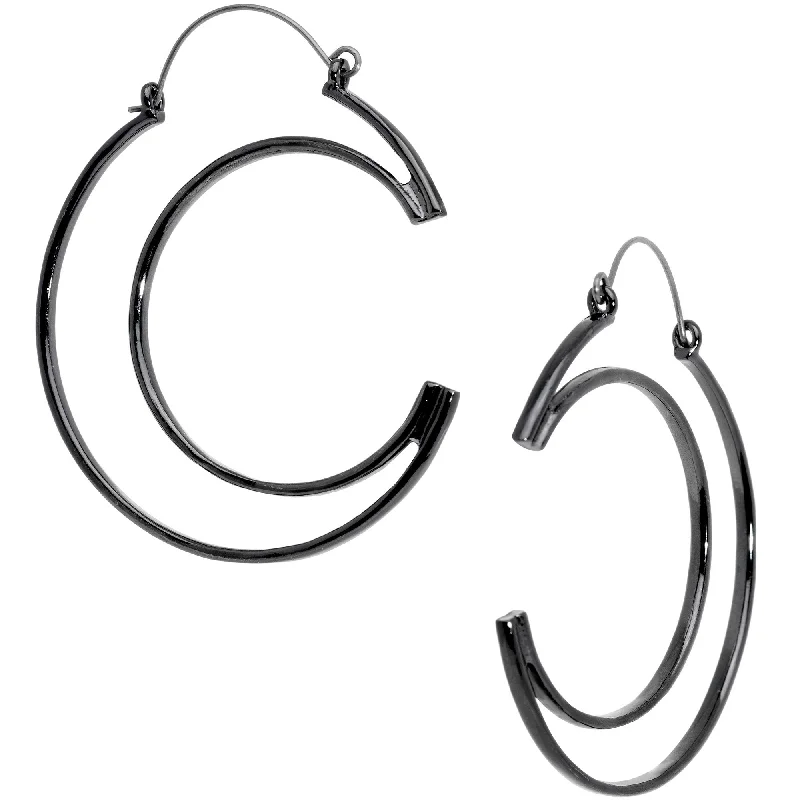 Women's Earrings – Elegant Designs for Every Personality--Black Howl at the Moon Crescent Moon Tunnel Plug Earrings