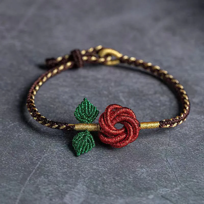 Unique Leather Cuff Bracelets for Men-Buddha Stones Rose Flower Rope Eight Thread Peace Knot Luck Handmade Bracelet Unique Leather Cuff Bracelets for Men-Buddha Stones Rose Flower Rope Eight Thread Peace Knot Luck Handmade Bracelet