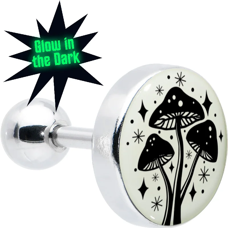 Women's Earrings – Elegant Designs for Every Personality--16 Gauge 1/4 Glow in the Dark Mystic Mushroom Tragus Cartilage Earring